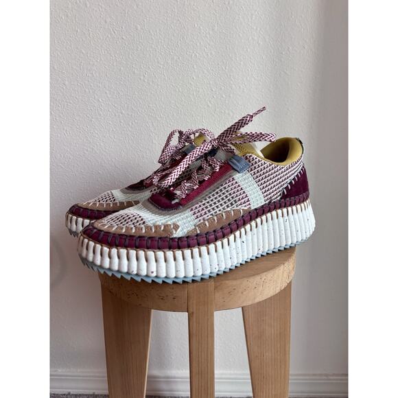 CHLOE Nama Mesh Sneakers Size 40/ US 10 Plum Purple - Picture 5 of 14
